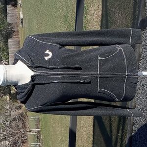 True Religion Women's Big T Zip Hoodie Heather Gray Size M